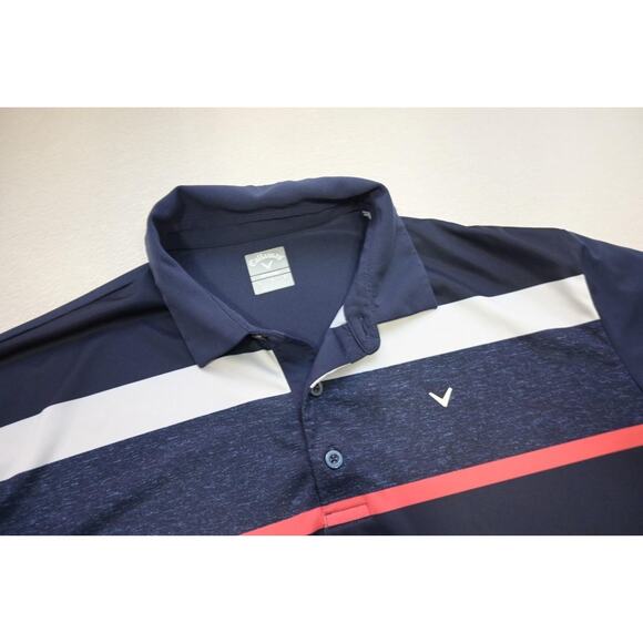 Callaway Golf Polo Opti Dri Striped Short Sleeve Athletic Shirt Mens Sz Large - Picture 6 of 8